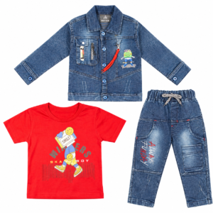 Kids’ Denim Outfit Flat Lay