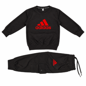 Black Adidas Tracksuit Flatlay