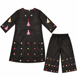 Black Embellished Kurta Set